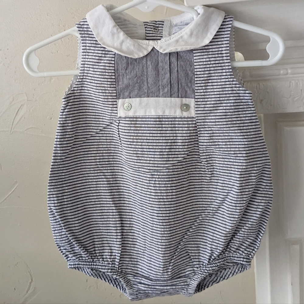 LARANJINHA | Cotton Seersucker Bubble Romper